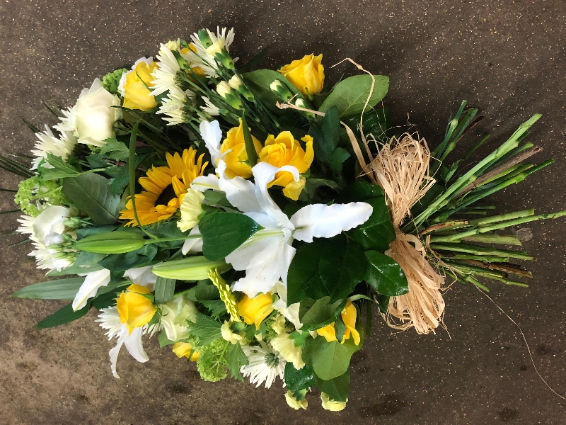 Sunflower and white lily sheaf